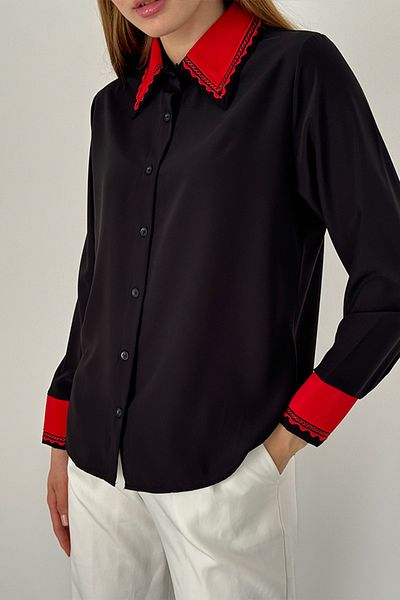 TRENDBUTİKOFFİCİAL Cămașă modernă cu guler brodat cu model Zig Zag