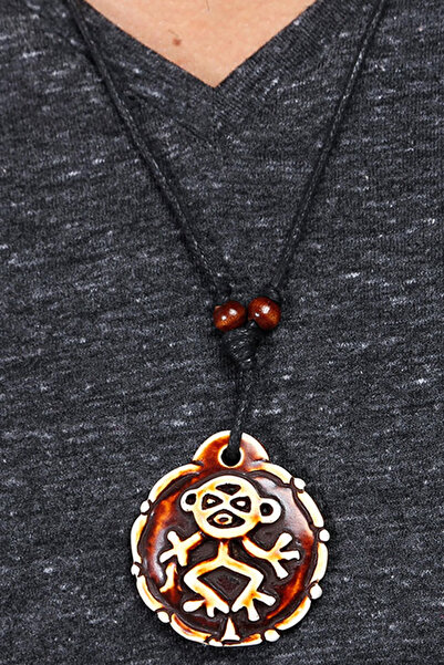 Generic Brand Mayan Magician Talisman Medallion تصميم قلادة برباط قابل للتعديل