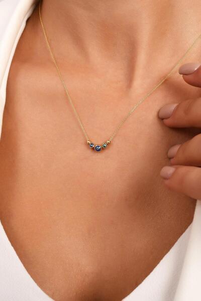 Bayar Gold 14 Ayar Altın Mini Nazar Boncuklu Kolye