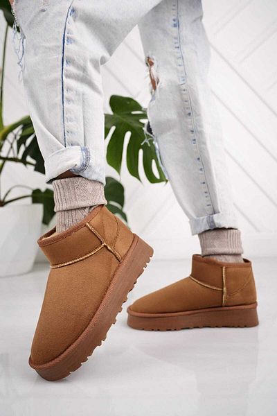 İncimoda Γυναικείες μπότες με χοντρή σόλα από σουέντ με λεπτομέρεια από γούνα στο εσωτερικό