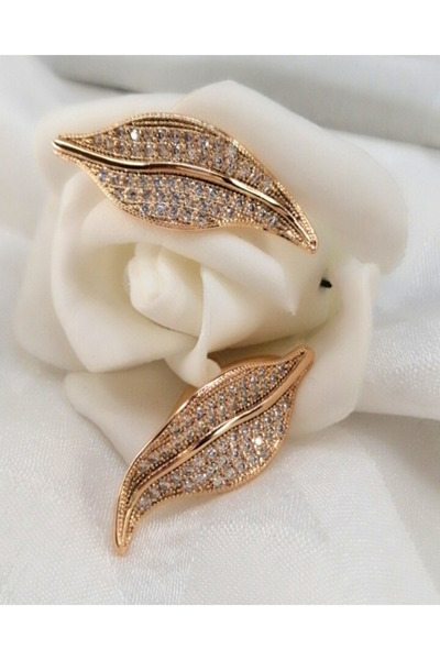 Sonat Collection New Season Xuping Vip Series Zircon Stone Leaf Steel Earrings