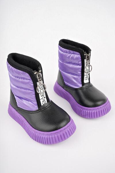 MUGGO Candy Garantili Bebek Rahat Kalıp Önü Fermuarlı Içi Kürklü Yağmur Ve Kar Botu