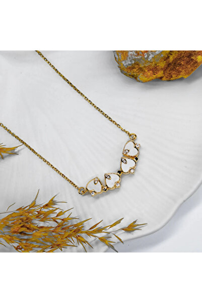 Hediye Yolda 14 Ayar Altın Kaplama Sedefli Açılır Yonca Kolye