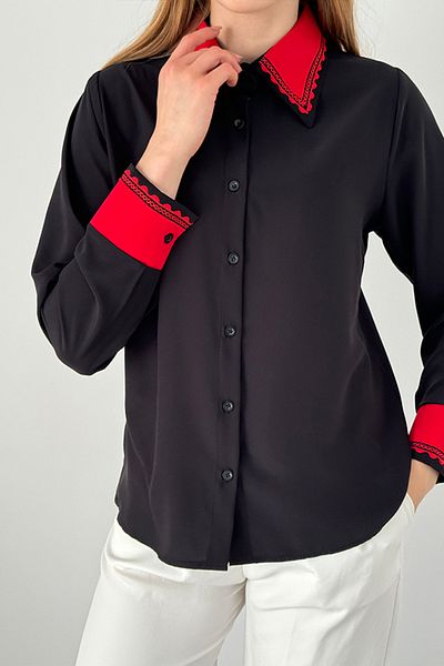 TRENDBUTİKOFFİCİAL Cămașă modernă cu guler brodat cu model Zig Zag
