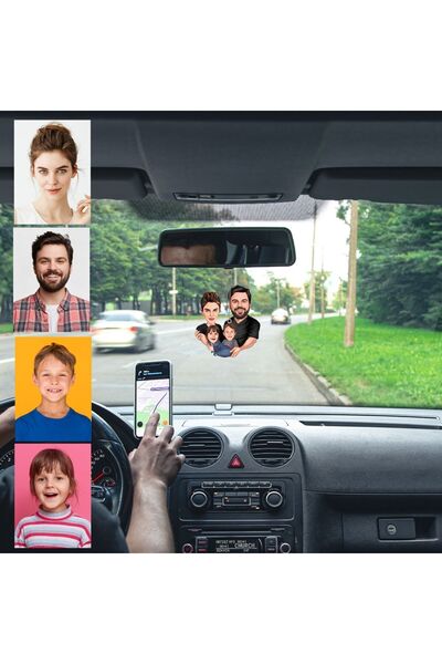 Genel Markalar Kişiye Özel Karikatürlü Eş Ahşap - Araba Dikiz Ayna Süsü Çift ...