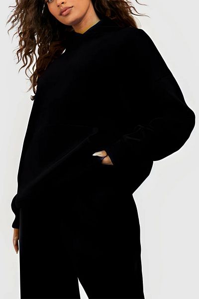 ruNadeS Women's 3 Thread Wide Fit Elastic Leg Hooded Tracksuit Set - Casual
