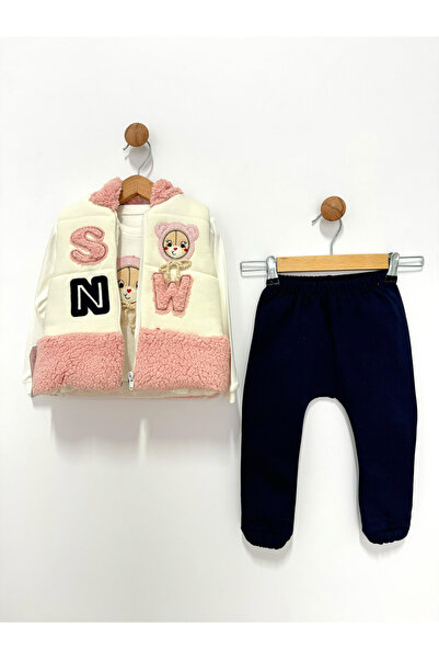 By Cwhr طقم للفتيات من Welsoft مكون من 3 قطع مع سترة مطرزة قابلة للنفخ