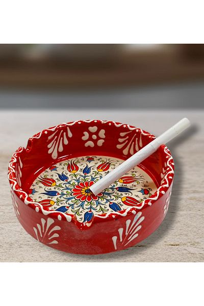Salizera Handmade Tile Motif Ceramic Large Ashtray - Gift Ash Plate - Ashtray