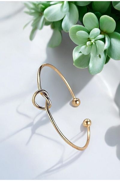 Bade Adjustable 14K Plated Gold Handcuffs with Knot Detail