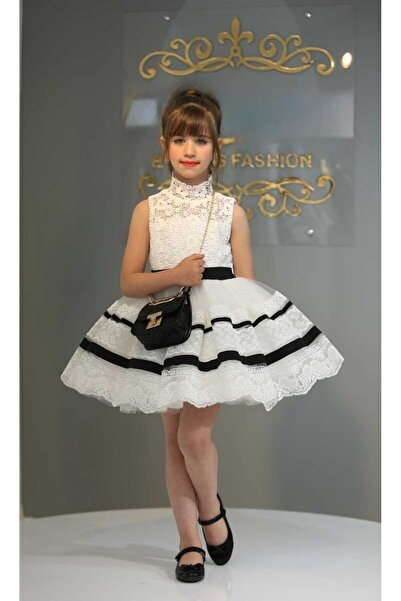 By Feyza Kids Collection lány design csipke ruha&estélyi ruha&kabát&táska 3 részes kombináció