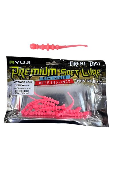 RYUJI Tipsy Worm 5.8cm Lrf Silikon Yem (12 ADET) Pink Glow