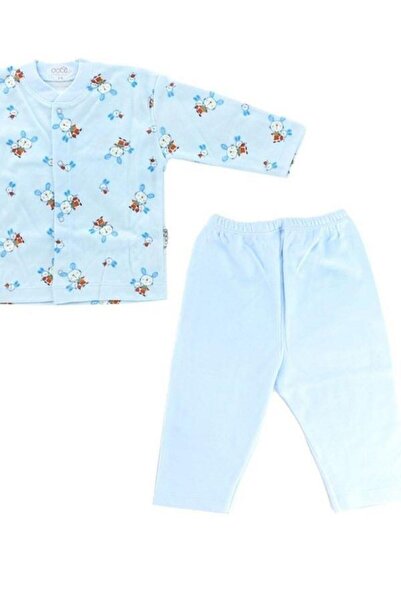 Zekids Bebek Pamuklu Önden Çıtçıtlı Tavşanlı Pijama Takım