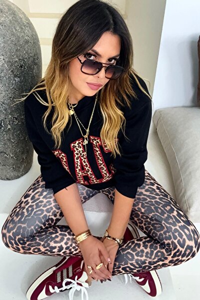 Sohotique By P طماق بنقشة الفهد البني بخصر سميك ومطاط