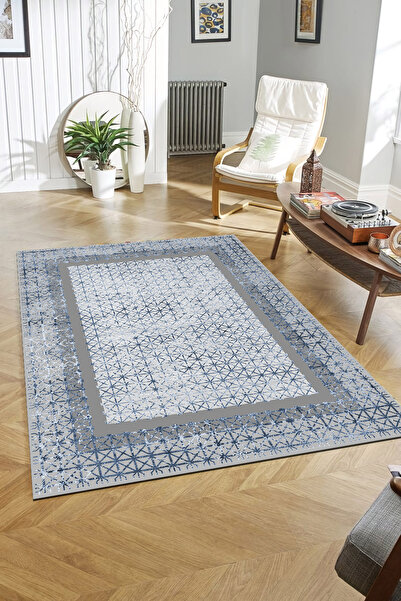 Carpet Non-Slip Leather Sole Washable Rug PL5425 Blue
