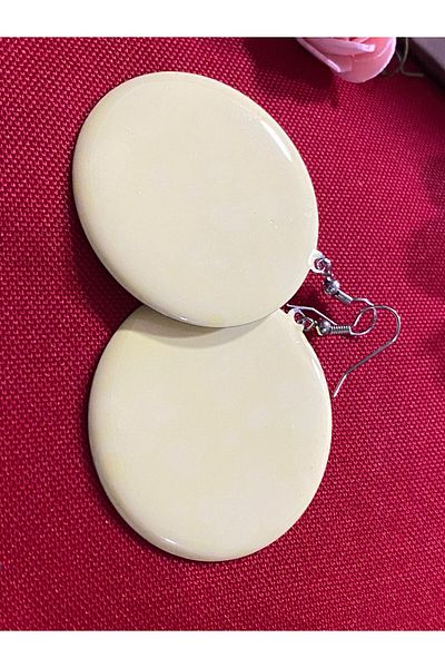Hepimizin Oval Earrings with Cream Dangle