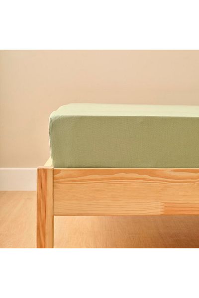 Bella Maison 100% Cotton Ranforce Basic King Size Fitted Sheet Foggy Green (180X200X35 cm)