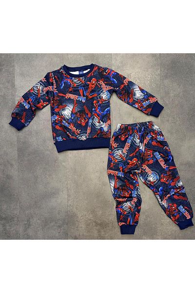 öykümgaleria Boy's Spiderman Winter 2 String Raised Bottom Top Set