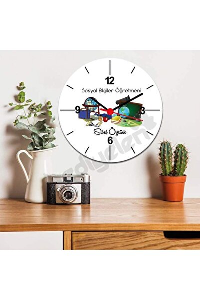 Hediyelen Poklon za nastavnika društvenih nauka, crni dizajn zidnog sata