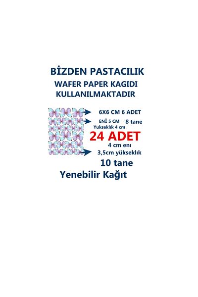 bizdenpastacılık Edible Paper Pastry Cupcake Soft Butterfly Illustrated Edible Paper Printing