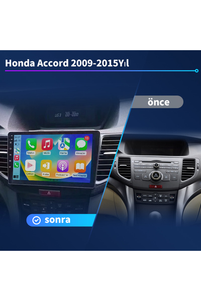 Honda-accord-2009-2015yıl Uyumlu  Carplay/navigasyon/gps/geri Vites Arka Görünümü İle/9 Inç/4+64gb