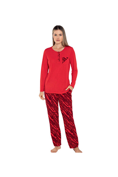 Olivera Dfn1683 Model Long Sleeve Women's Pajamas Set