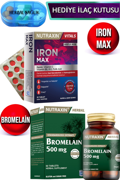 Nutraxin Iron Max - 30 Adet Tablet + Nutraxin Bromelain 500 Mg 60 Adet Tablet