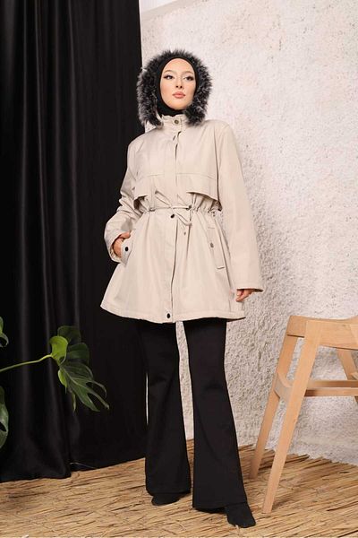 Vibeys Collection Cream Sheepskin and Waterproof Winter Coat & Coat