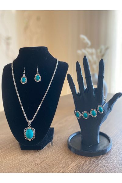 Store Turquoise Embroidered Bohemian Ethnic Style Jewelry Set