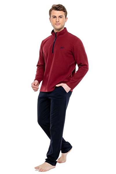 Mod Collection - Erkek Bordo Patlı Polarlı Eşofman Takımı 3928