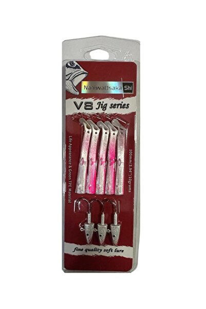 Osaka NaniwaOsakaShi V8 Jig Series 10cm 10gr Silikon Yem (3+5) Glow Pink Glitter