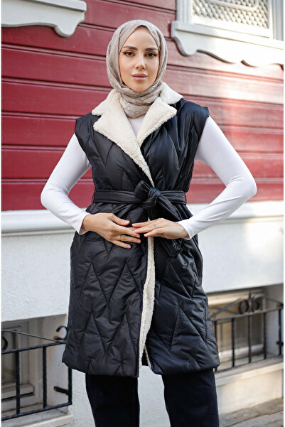 Pamuk Butik Γυναικείο γούνινο λεπτομερές καπιτονέ γιλέκο