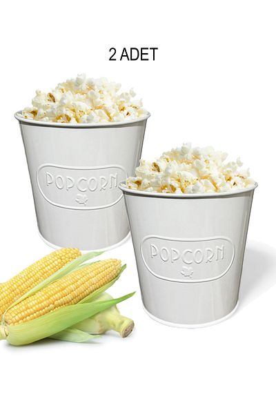 EVSTYLE 2-Piece White Popcorn Bucket - Embossed Patterned