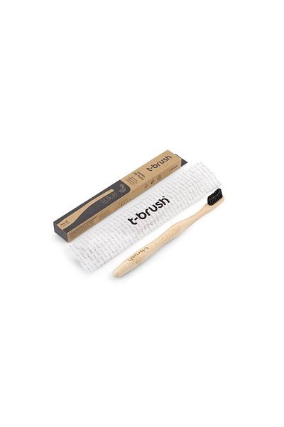 TBRUSH Natural Bamboo Vegan Toothbrush - Black Color - Medium Hard (Medium) - Plastic Free