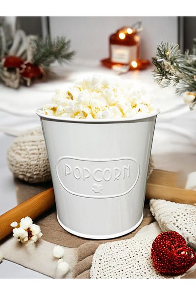 EVSTYLE 3-Pack White Popcorn Bucket - Embossed Self Patterned