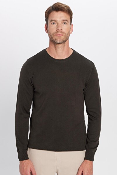 Tudors Erkek Slim Fit Dar Kesim Bisiklet Yaka Antrasit Triko Kazak