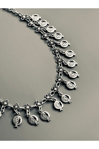 Medusa Accessories Nar Charmlı Kolye Eskitme Gümüş Kaplama