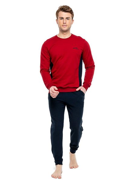 Mod Collection 3936 Set de trening pentru bărbați, roșu Claret, cu gât rotund - roșu claret