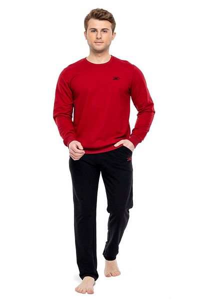 Mod Collection 3932 Set de trening pentru bărbați, roșu Claret, cu gât rotund - visiniu