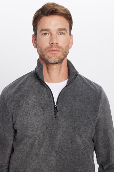 Tudors Unisex Anthracite Bato Collar Fleece Sweatshir - Standard Fit, Cold-Proof, Non-Pilling