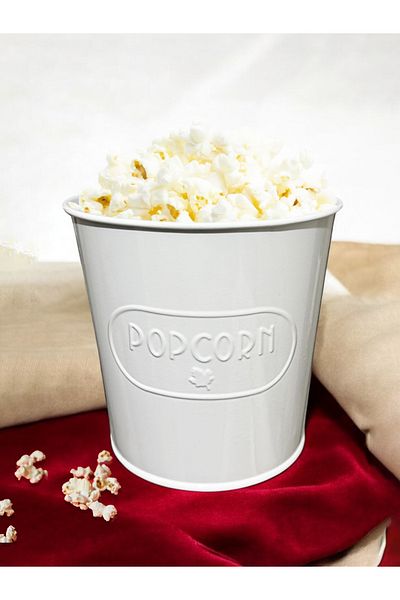 EVSTYLE 2-Piece White Popcorn Bucket - Embossed Patterned