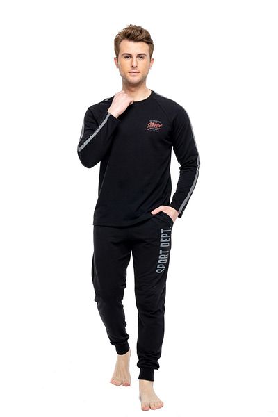 Mod Collection 3930 Ανδρική φόρμα αθλητικής φόρμας με στρογγυλή λαιμόκοψη -μαύρο