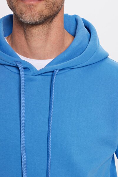 Tudors Unisex Oversize φαρδιά κομμένη βαμβακερή υφή Basic μπλούζα με κουκούλα με φλις μέσα