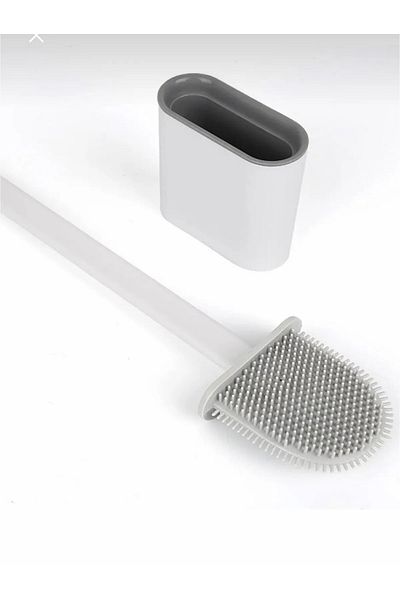 Single White Color Silicone Toilet Brush / Bendable Practical Silicone WC Toilet Bowl Brush