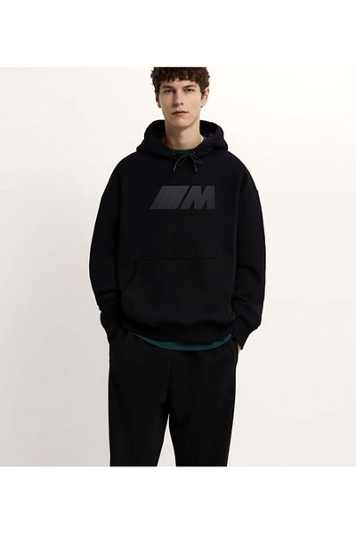 swOzz BMW E30 Printed Unisex Black Hoodie - Φούτερ από χοντρό ύφασμα με 3 κλωστές