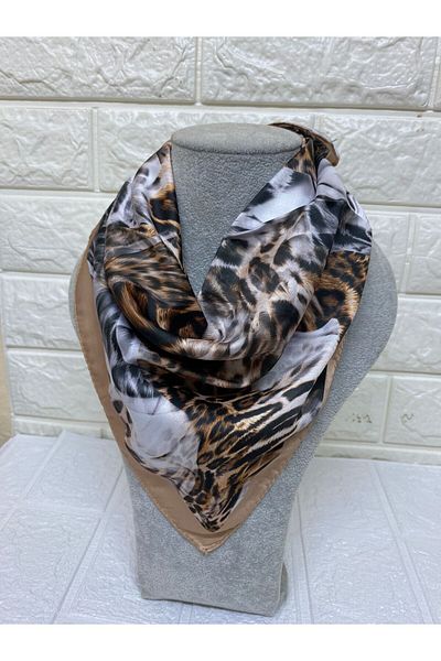 sema aksesuar Women's Leopard Pattern Scarf Brown White Color - Teacher's Day Gift - Gift