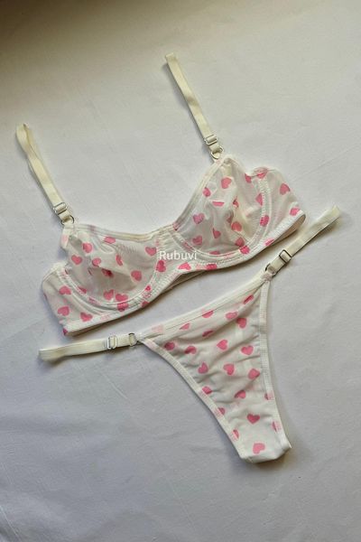 Rubuvi Eva Women's Lace Bralet and Dowry Bra Set - Heart and Underwire Panties