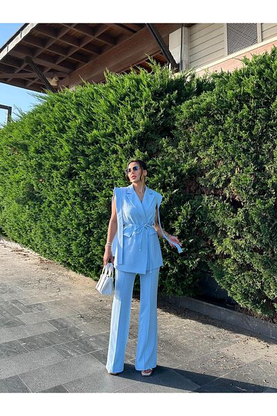 Bella Breeze Γυναικείο κοστούμι παντελόνι γιλέκο Oversize με γραβάτα