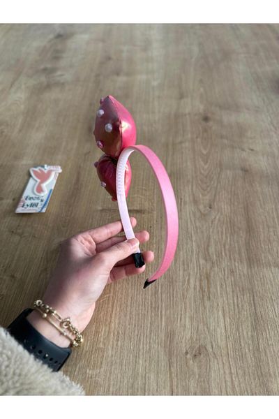 Buse&Eylül Bebe Fuchsia Beaded Girl's Crown with Bow