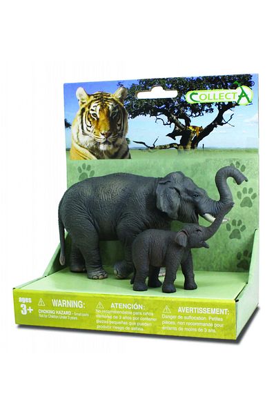 Collecta Σετ 2 ειδωλίων ασιατικών ελεφάντων με μικρά