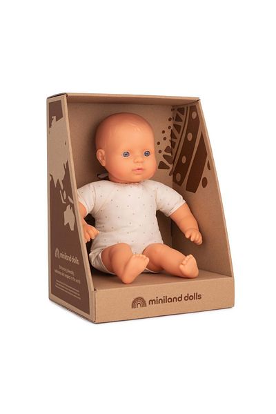 Miniland Kavkazská panenka miminko 32 cm s měkkým tělem